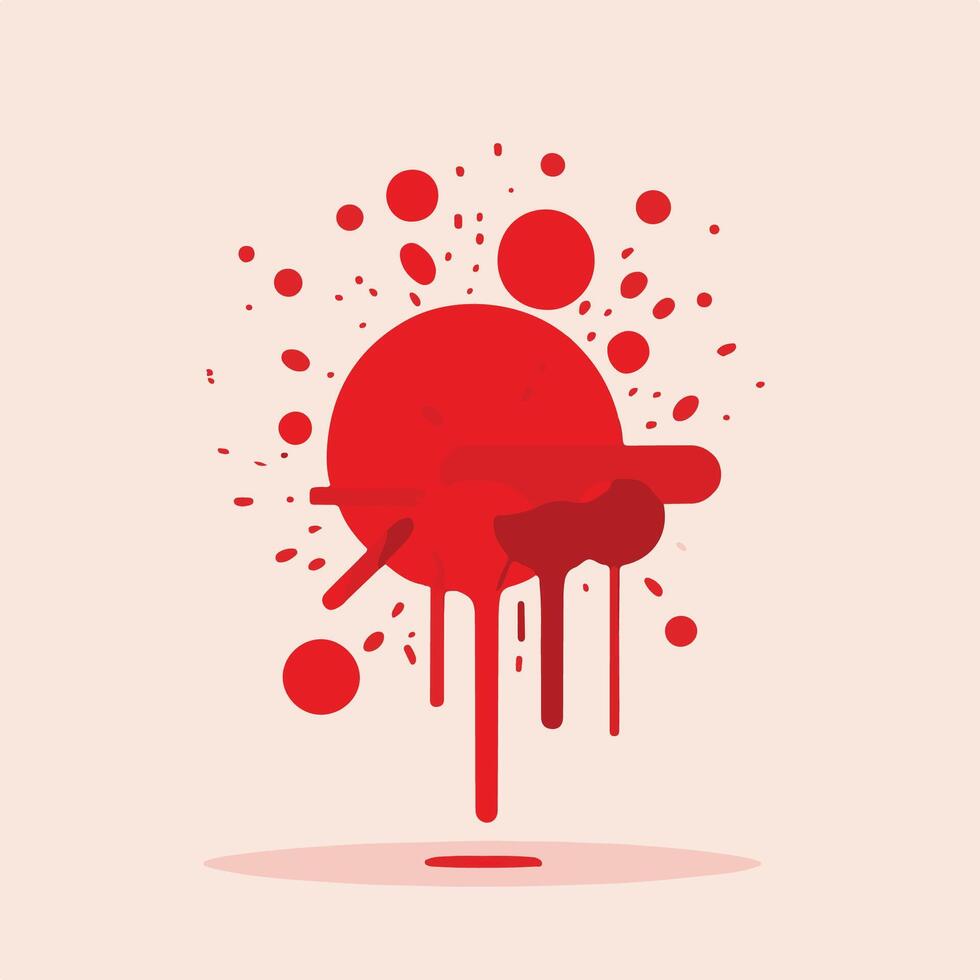 Red Splatter Art Vivid Red Blood Drop with Painted Splashes vector
