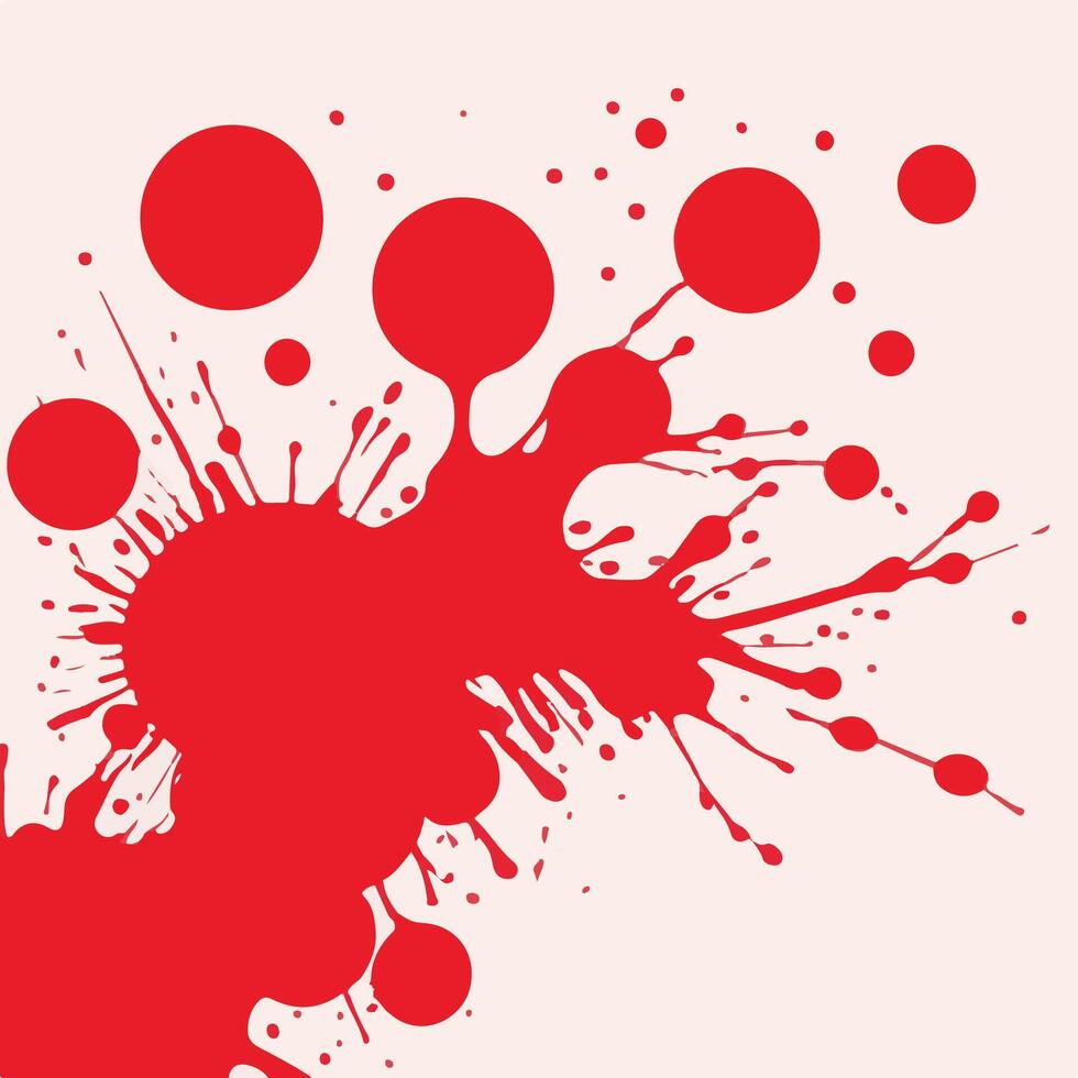Vibrant Splatter Art Red Ink Droplets on White Background vector