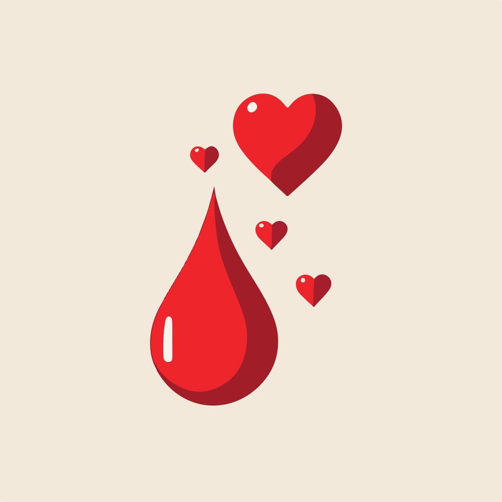 Blood Symbol Heart-Shaped Blood Drop with Red Backdrop vector