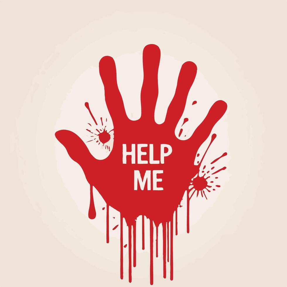 Horrific Help A Bloody SOS Sign vector