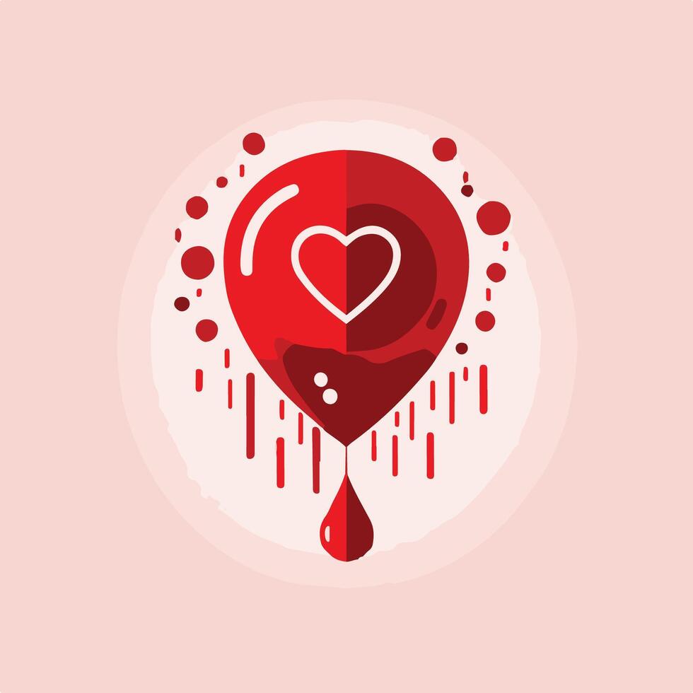 Vivid Red Blood Drop with Flying Drops Effect vector