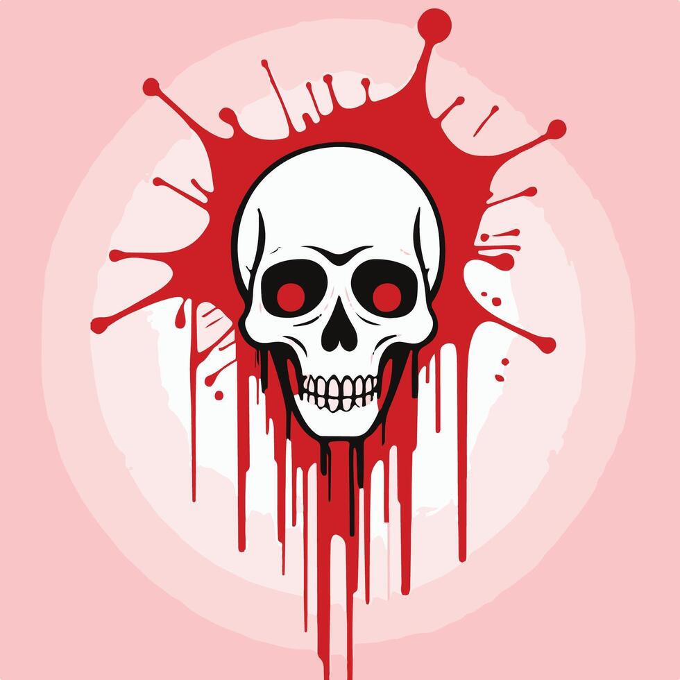 Bleeding Skull and Spatter Graphic vector