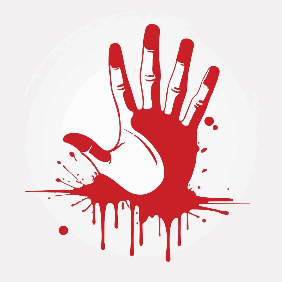 Horrific Hand Gesture with Red Paint Splattered Around It vector