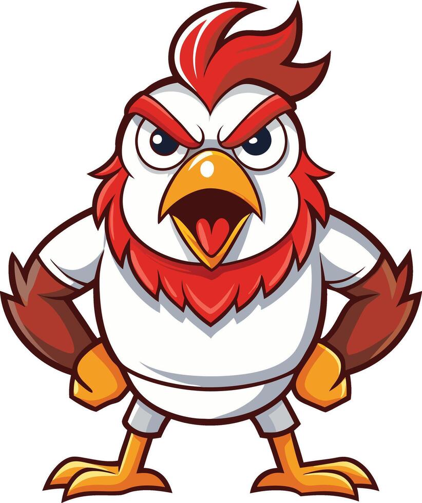 Angry chicken cartoon character design vector