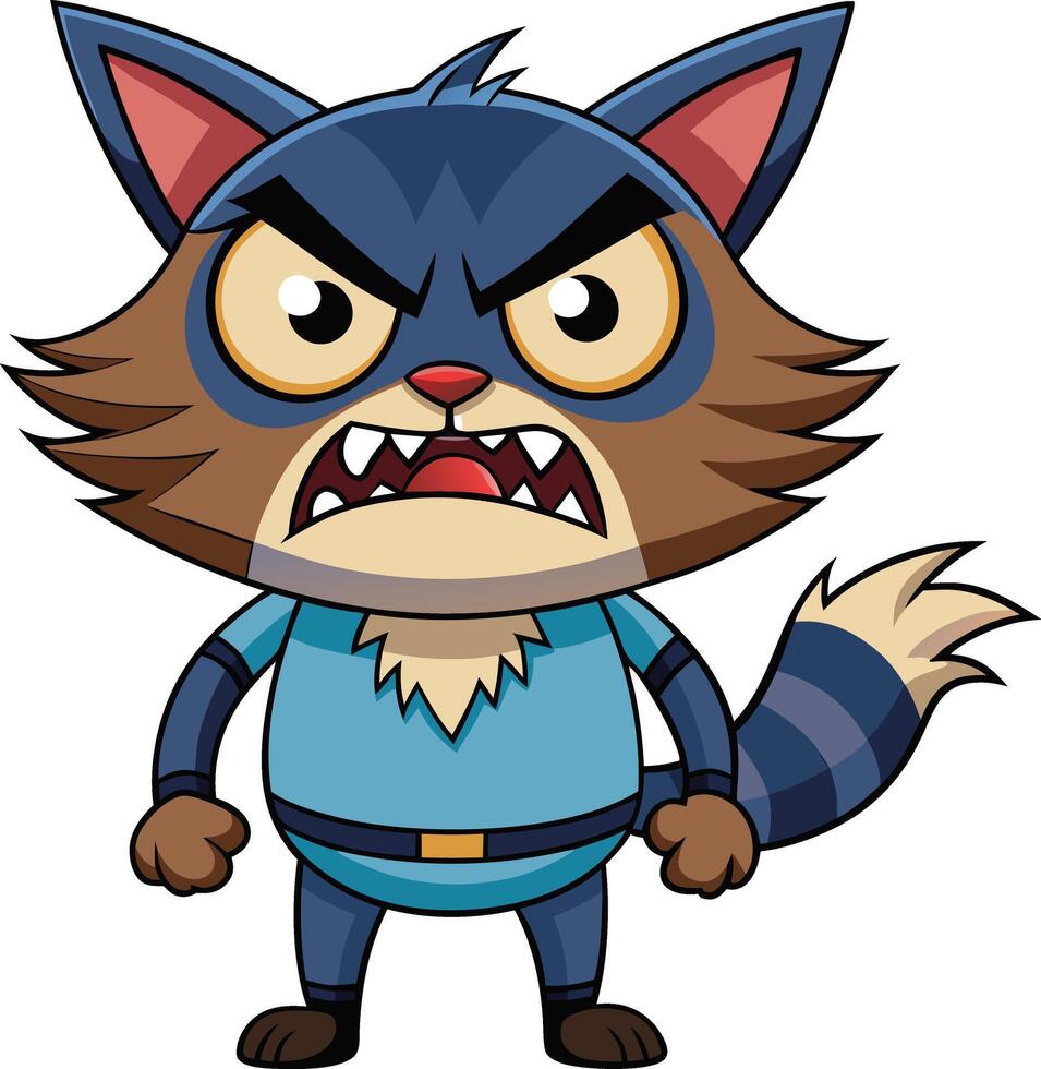 A cartoon raccoon with angry eyes vector