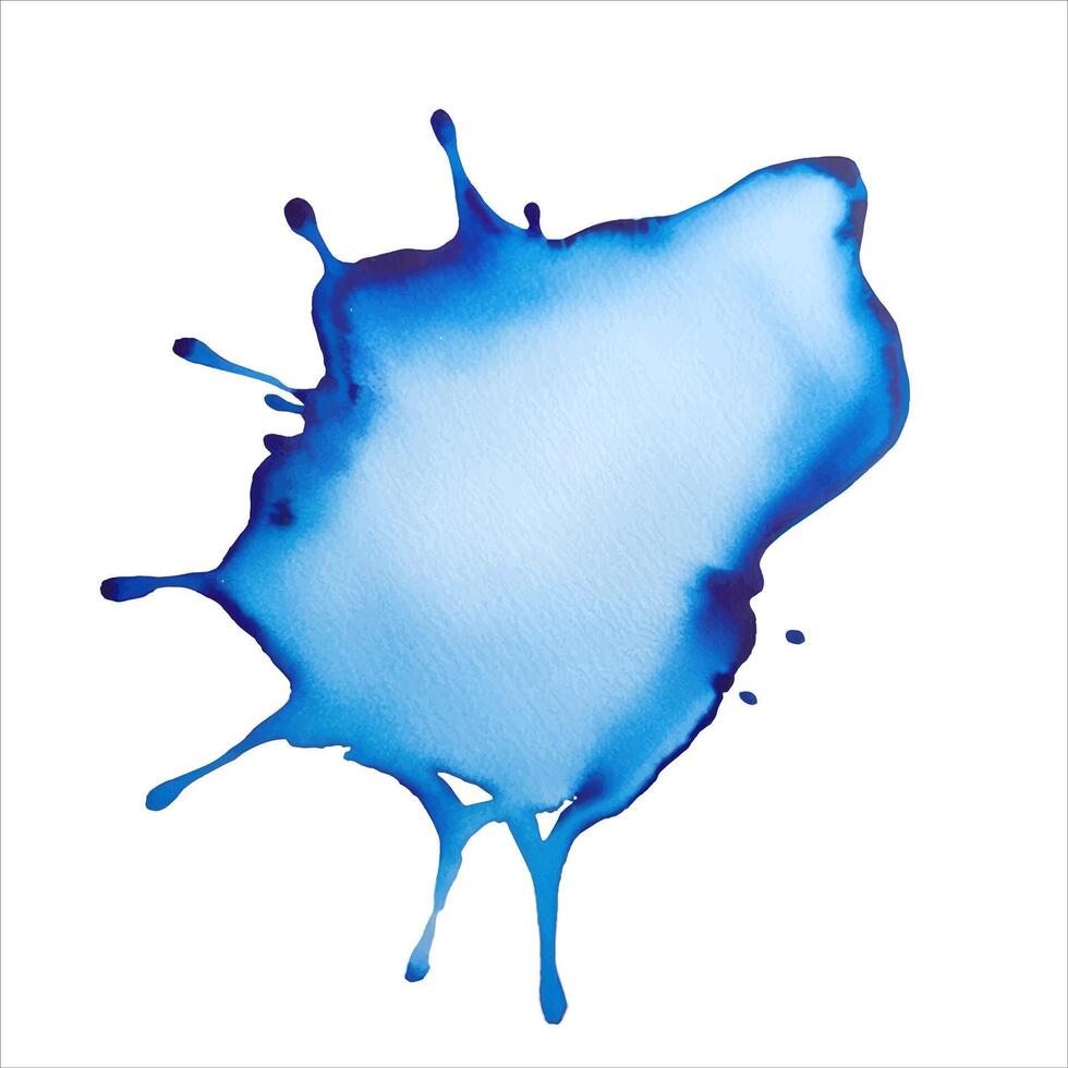 Blue watercolor shape, stain, blob. Hand drawn watercolor abstract splash vector