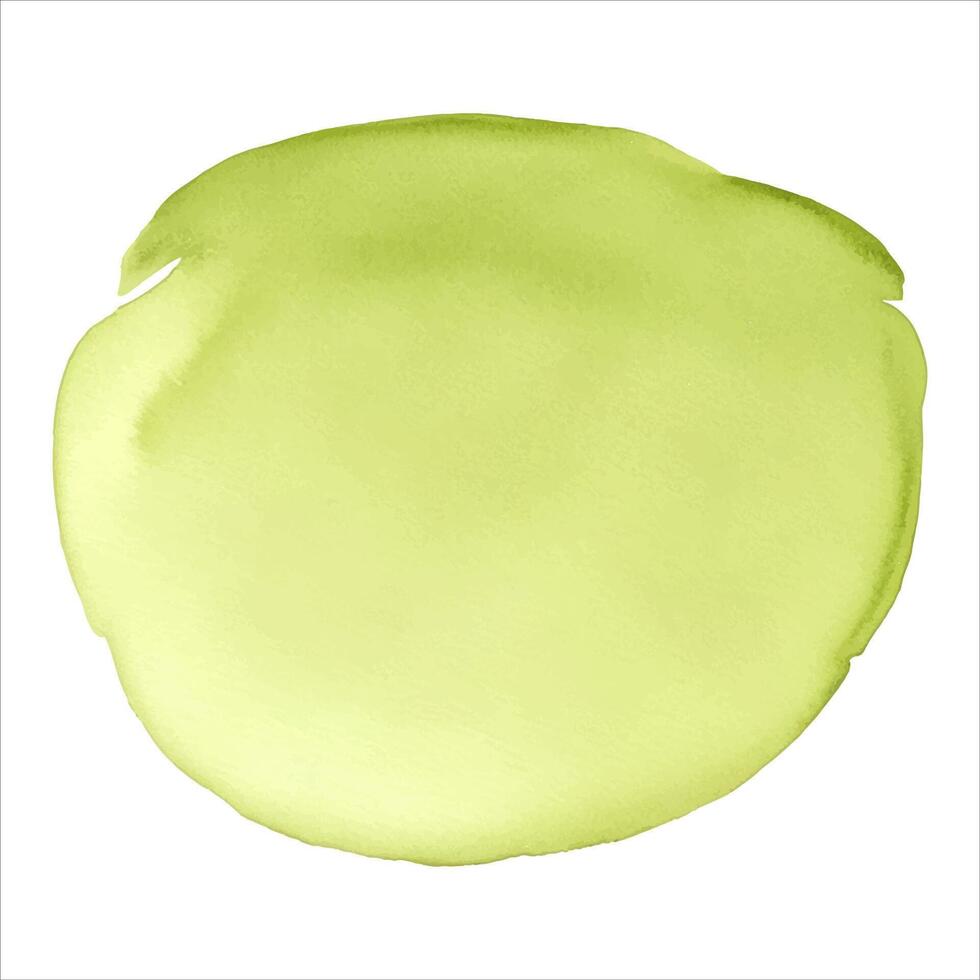 Green watercolor round shape, stain, blob, circle. Hand drawn watercolor abstract element vector