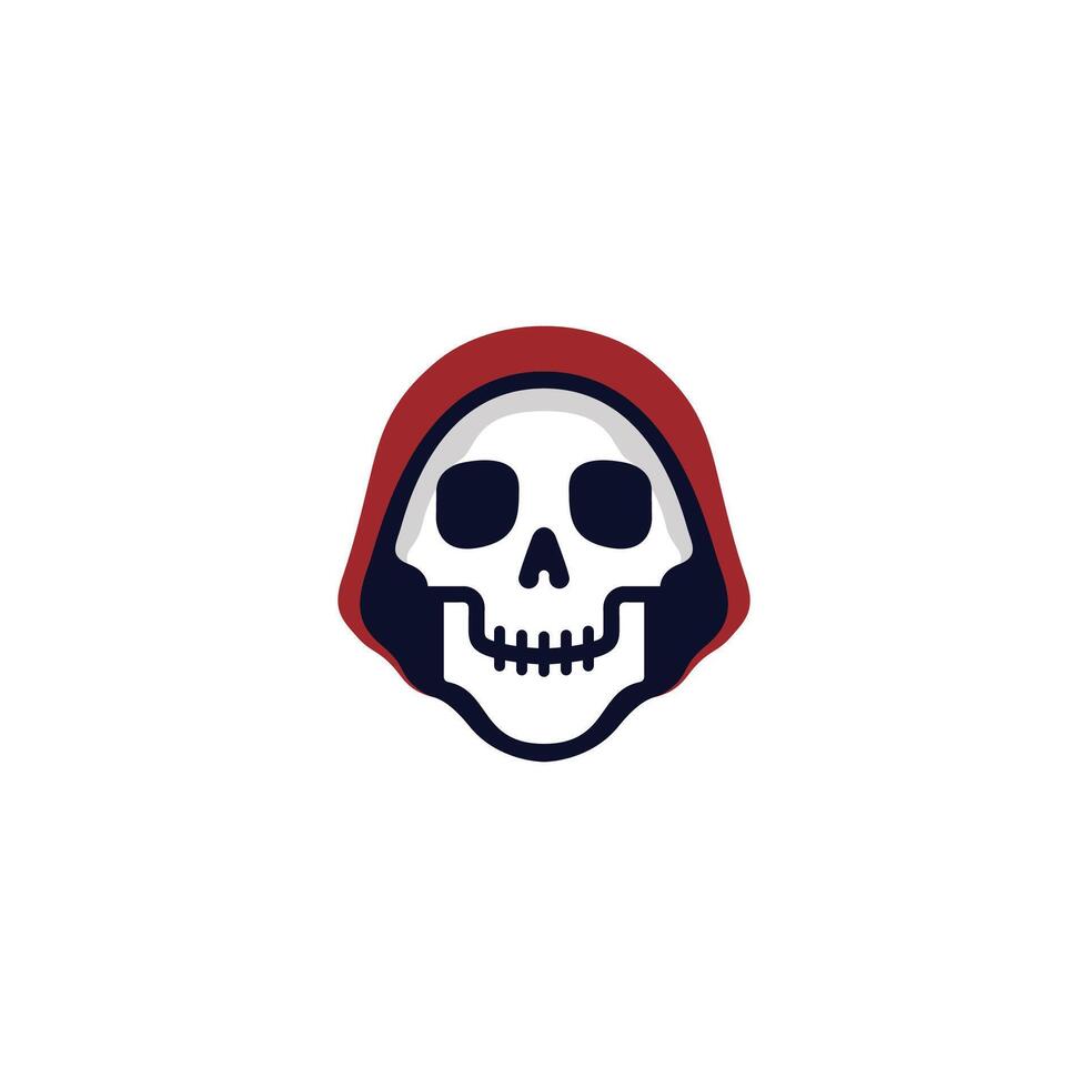 A stylized skull with a hood, representing themes of mortality. vector