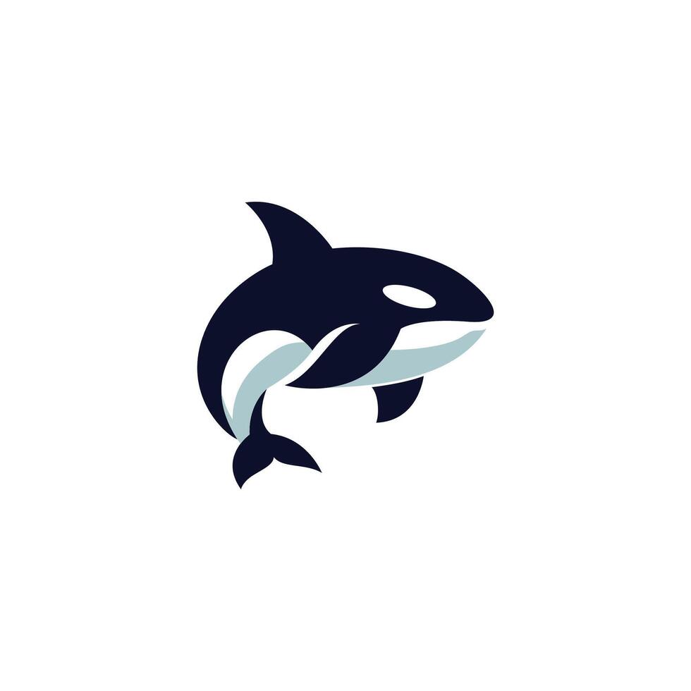 A stylized illustration of a jumping orca whale. vector