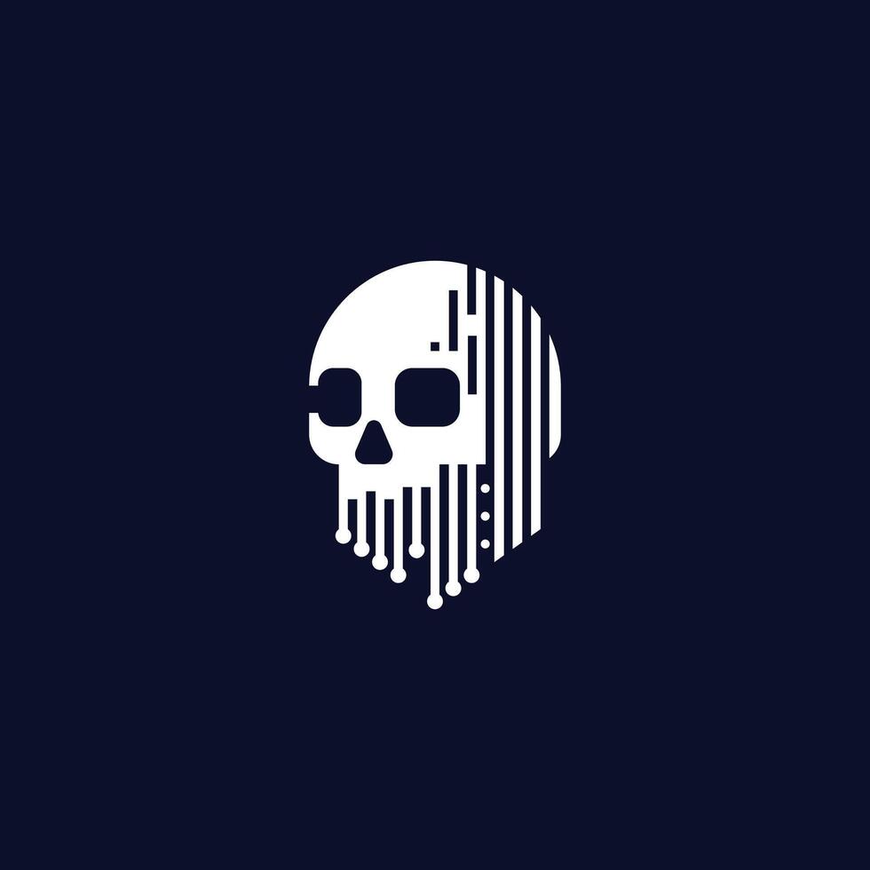 A stylized skull design with digital elements and glasses. vector