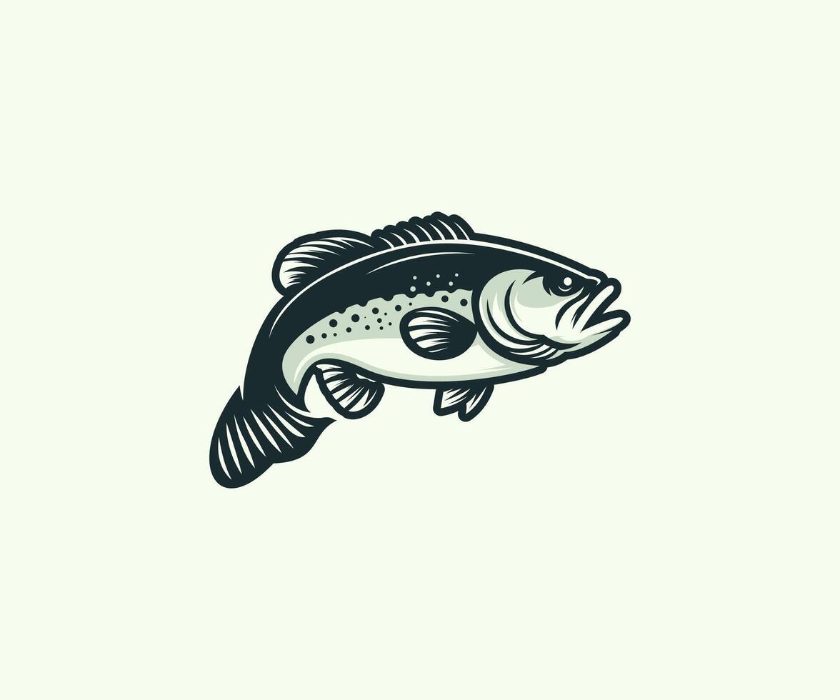 Illustration of a bass fish, in a stylized design. vector