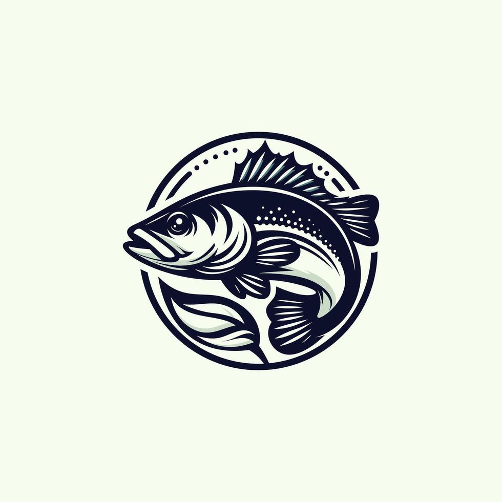 Stylized illustration of a fish within a circular design. vector