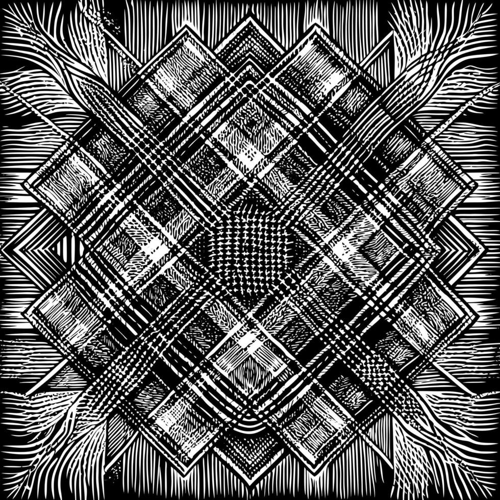 Abstract Black and White Geometric Pattern with Symmetrical Design vector