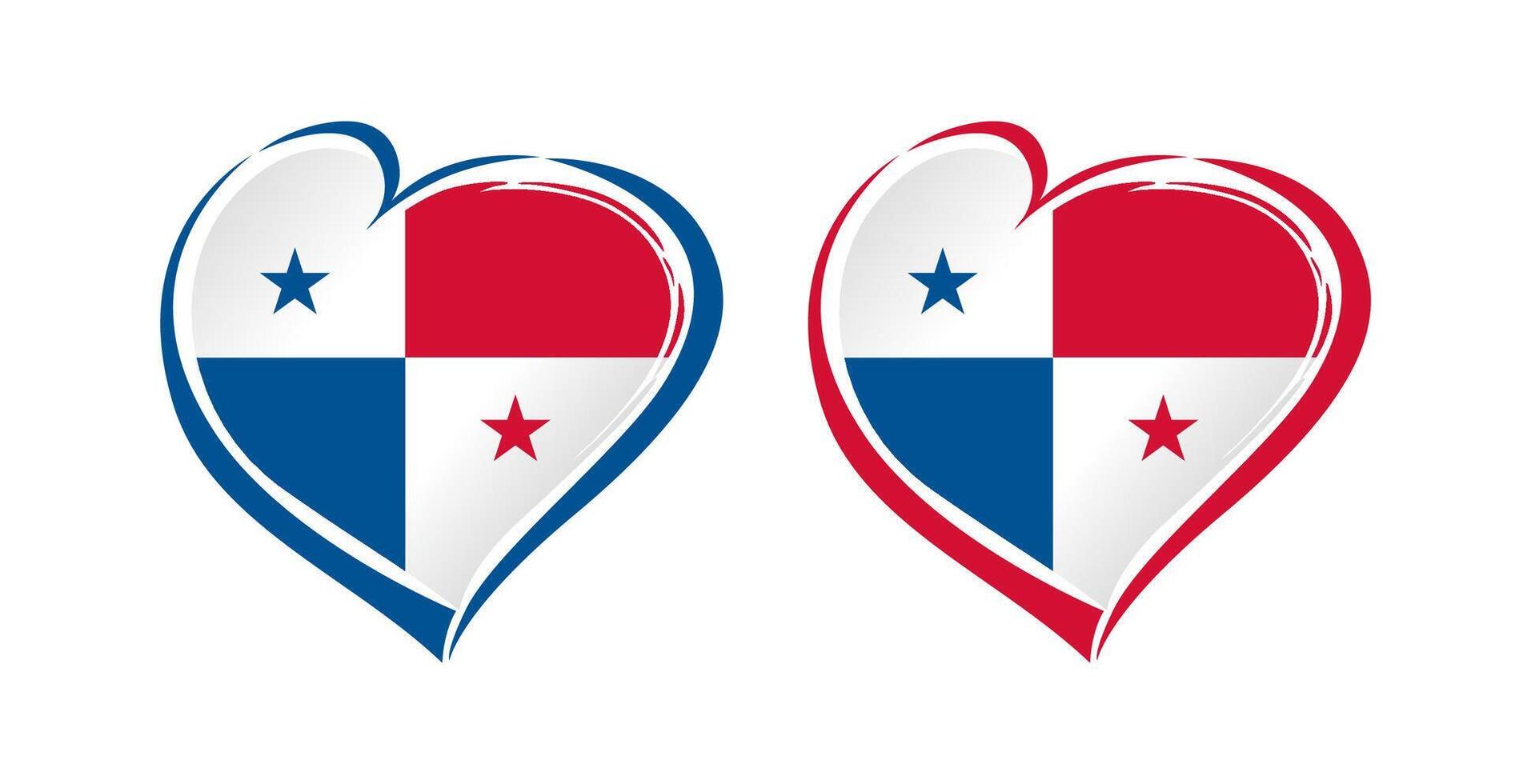 Welcome to Panama creative symbol. Cute heart shape with Panamanian flag elements. T shirt logo design. Tourism icon. Travel agency branding emblem concept. Abstract sign. Handdrawn style elements. vector