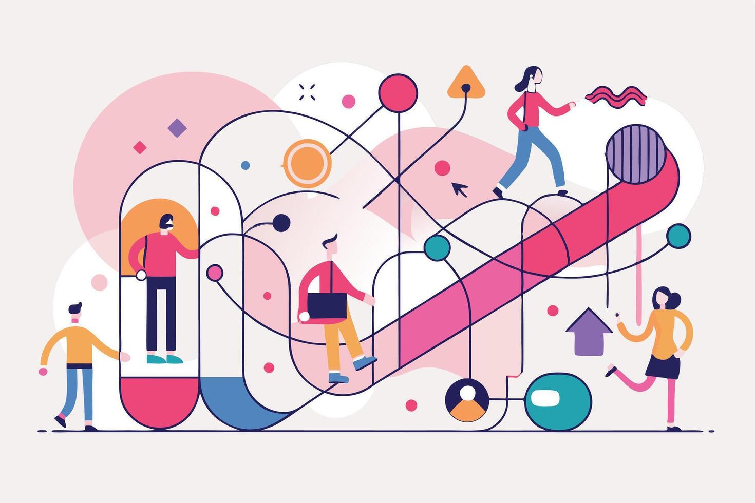 Connected People in Community Illustrator vector