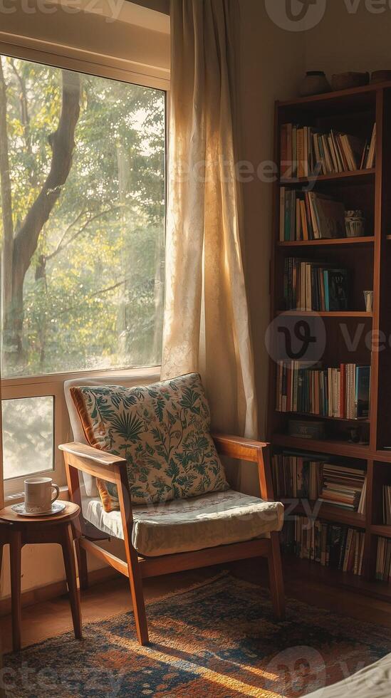 A chair in front of a window photo