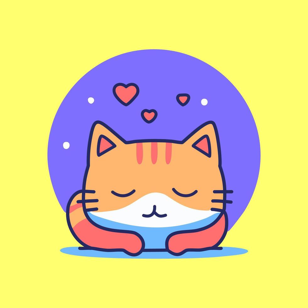 A cat with hearts on its head vector