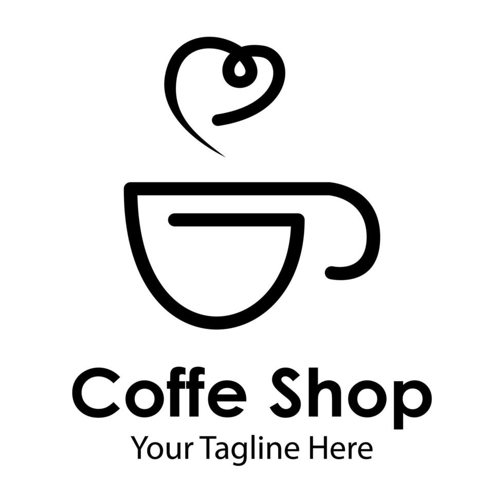 Coffee shop logo with a cup and heart vector