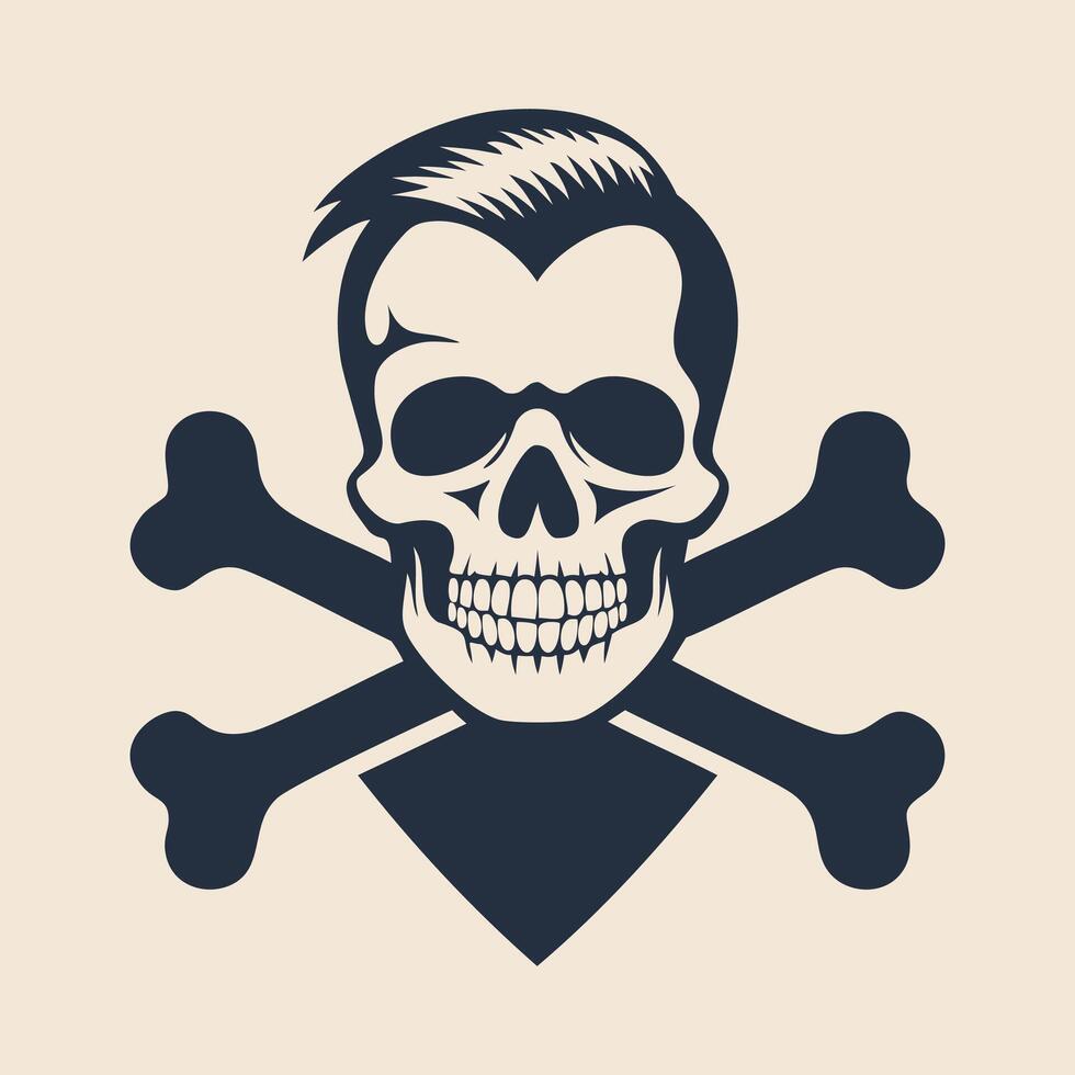 A skull with a beard and crossbones vector