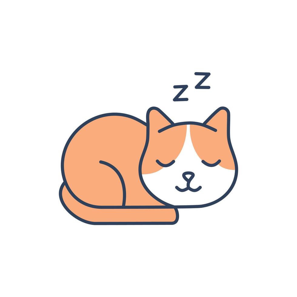 A cat sleeping on a white background vector