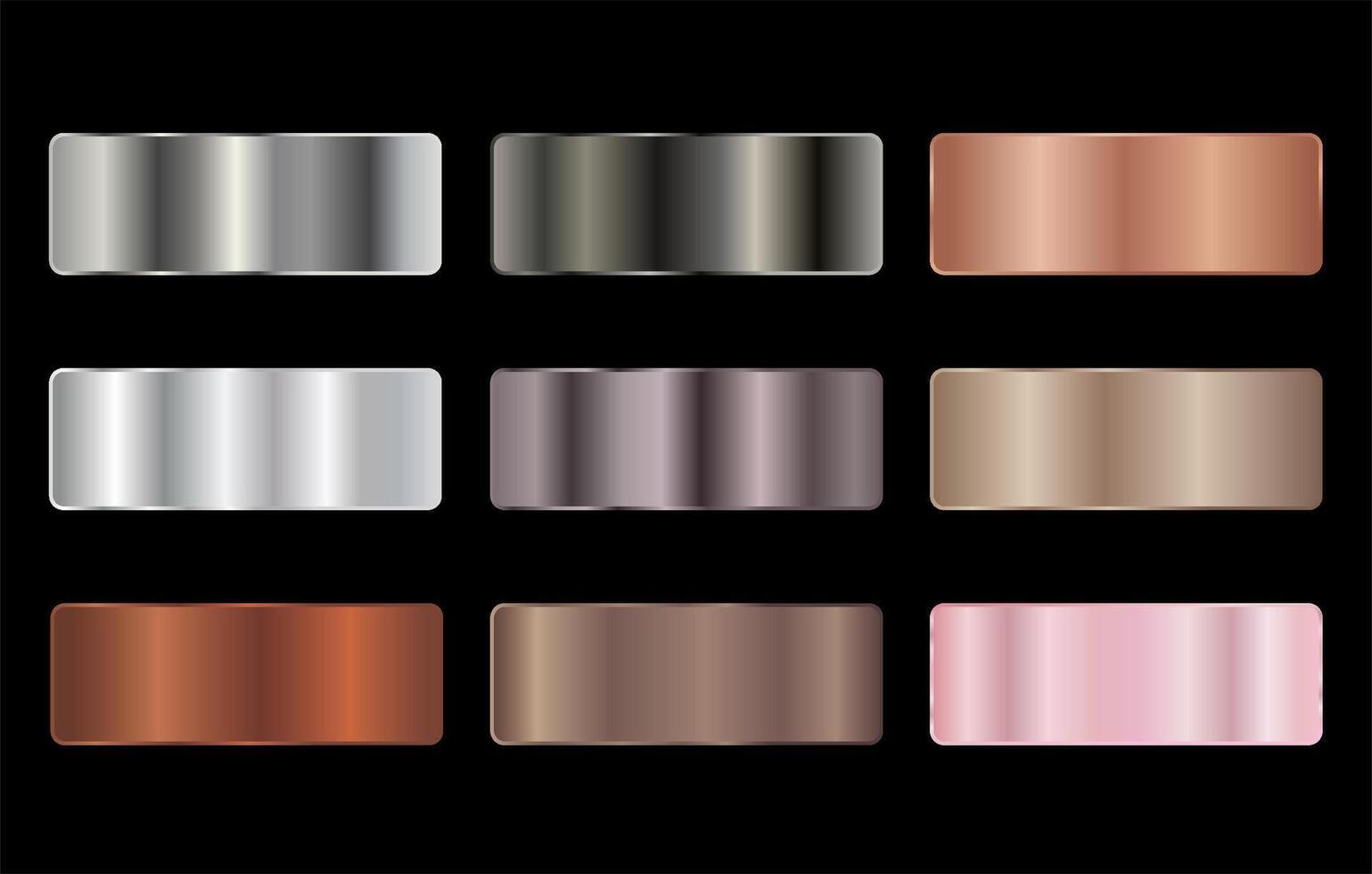 Collection of gold silver bronze and rose gold gradient texture background vector