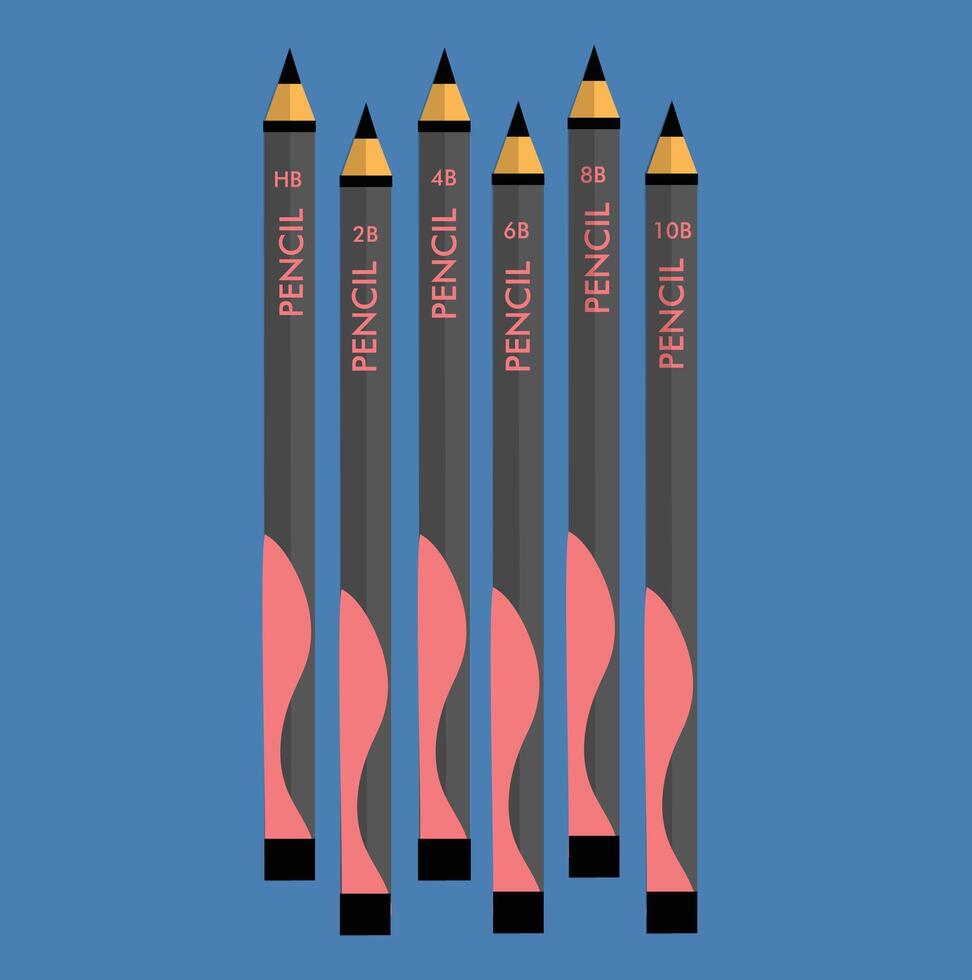 Sketching graphite pencil set vector