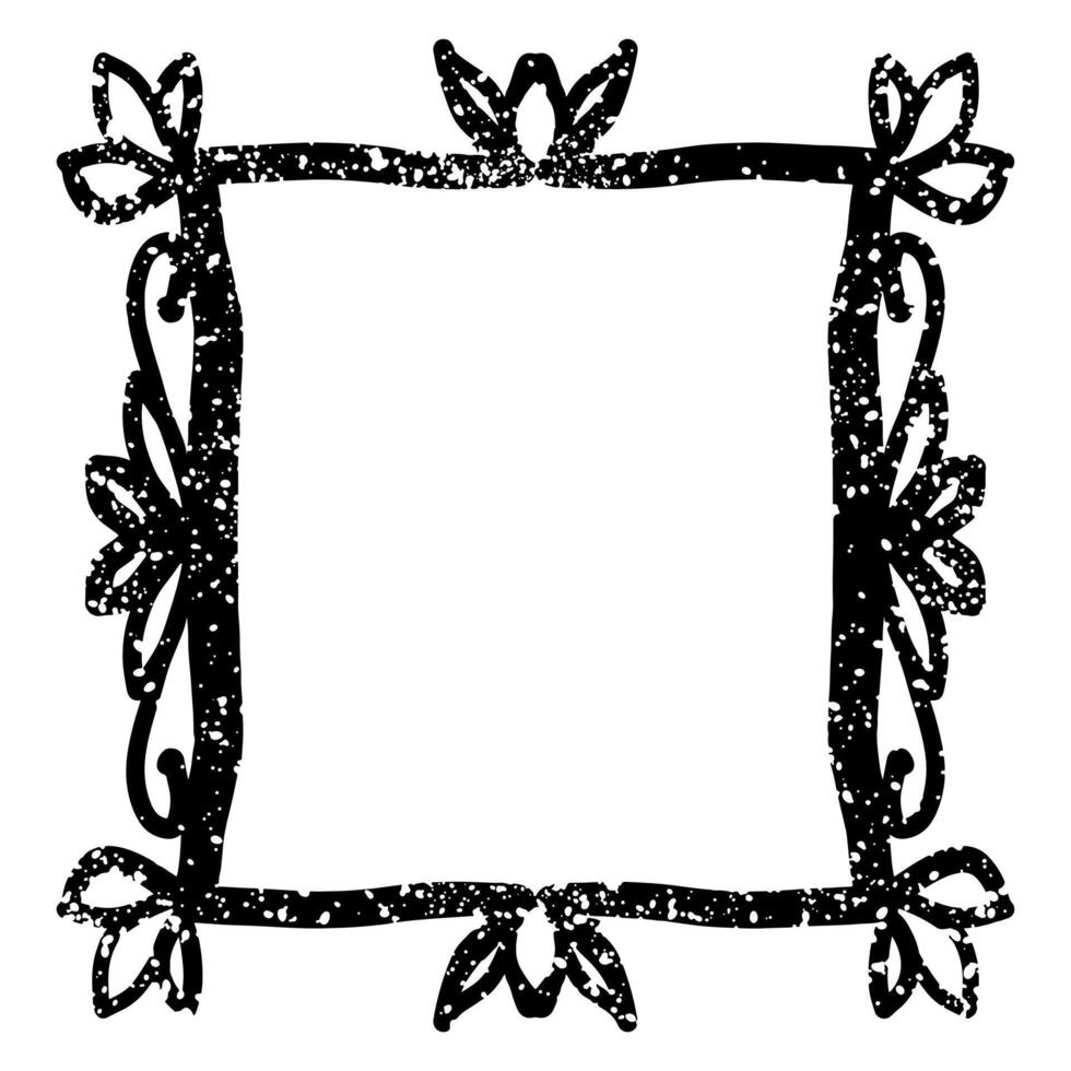 Drawing grunge floral frame border vector