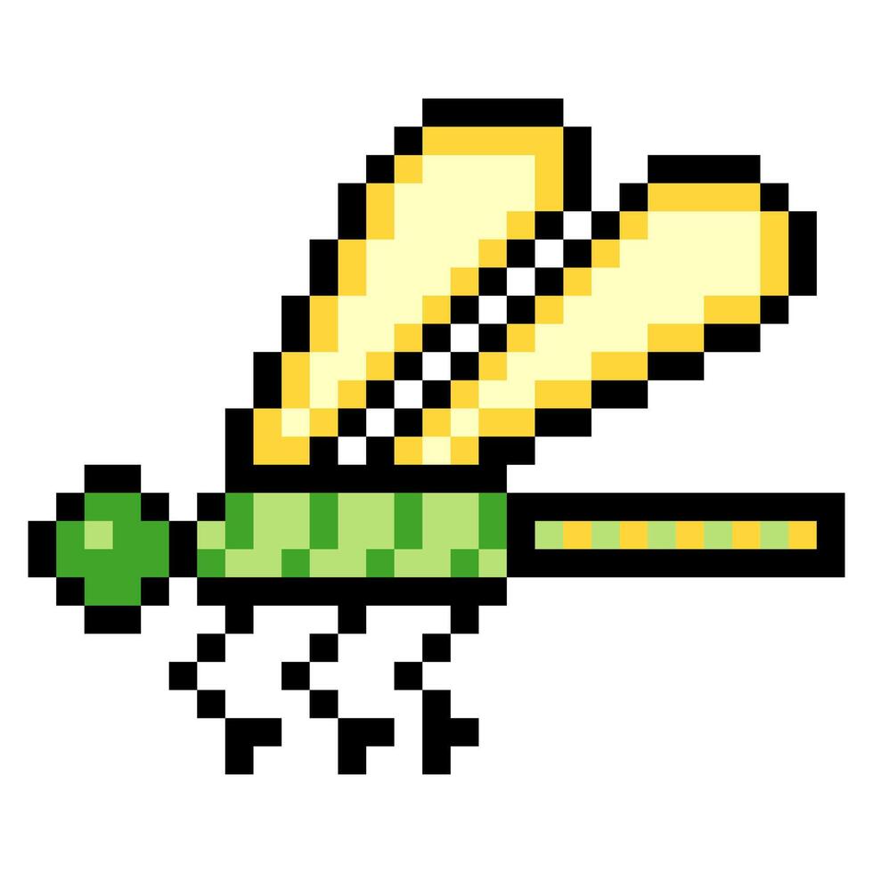 Dragonfly insect in pixel art style vector