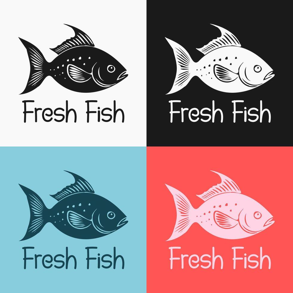 a fish icon with various background colors. suitable for a sea restaurant logo vector