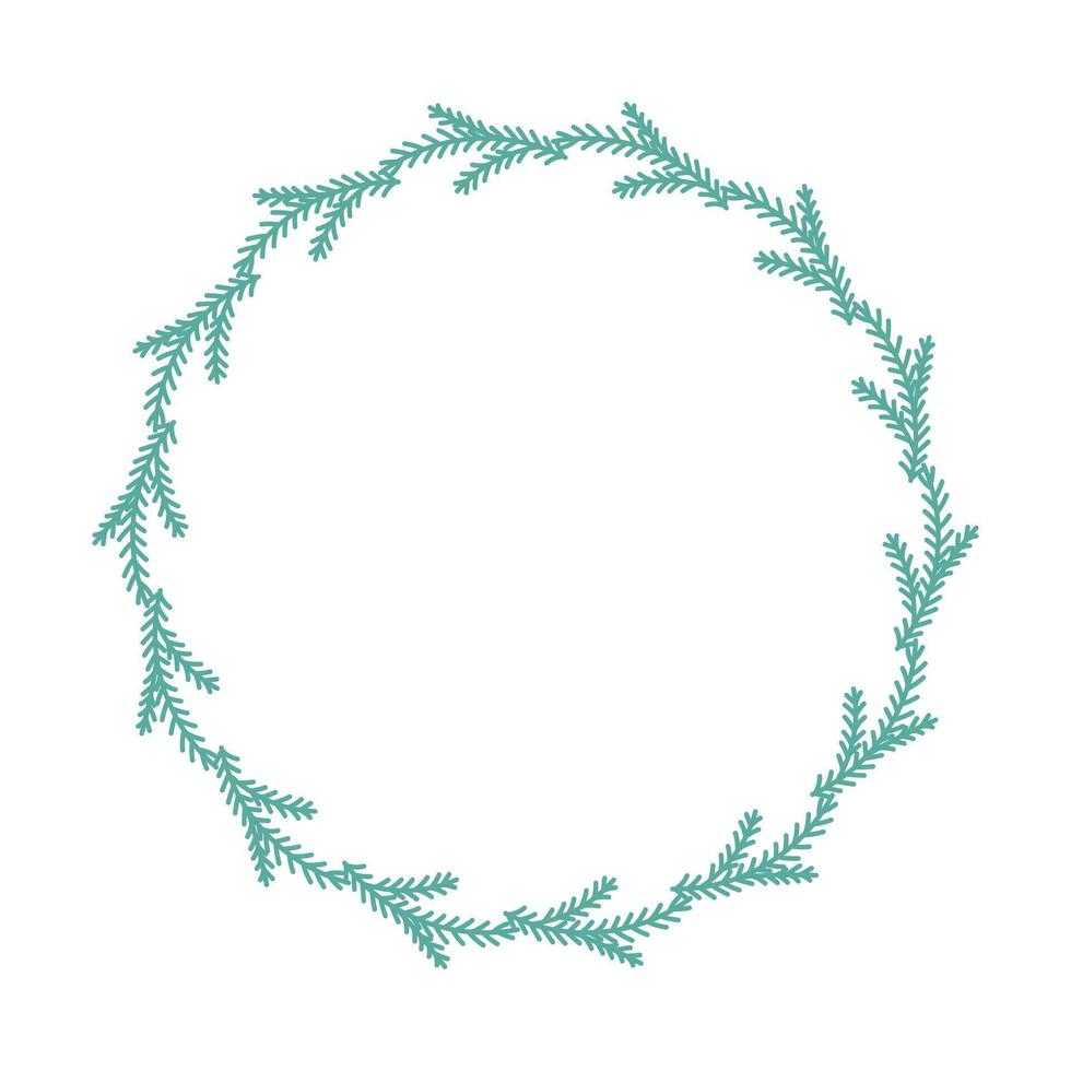 Round frame of spruce branches. Isolated element for design of cards, patterns, banners. Christmas and New Year. illustration. vector
