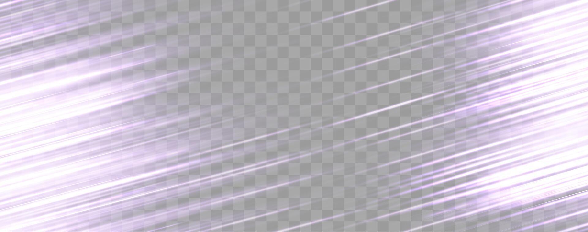 Speed rays, velocity light neon flow, zoom in motion effect, purple glow speed lines, colorful light trails, stripes. vector