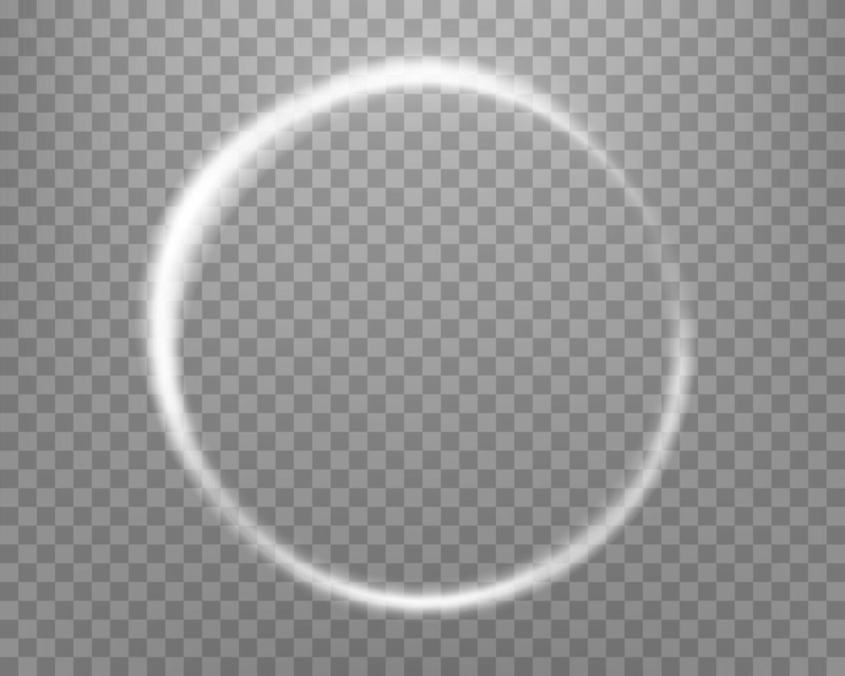 Silver magic ring with glowing. Neon realistic energy flare halo ring. vector