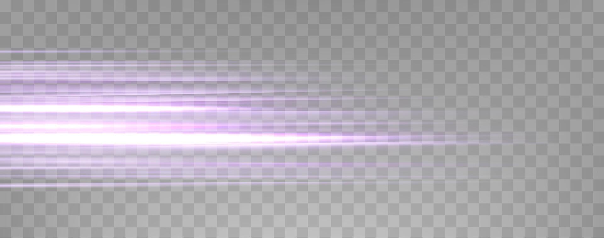 Speed rays, velocity light neon flow, zoom in motion effect, purple glow speed lines, colorful light trails, stripes. vector