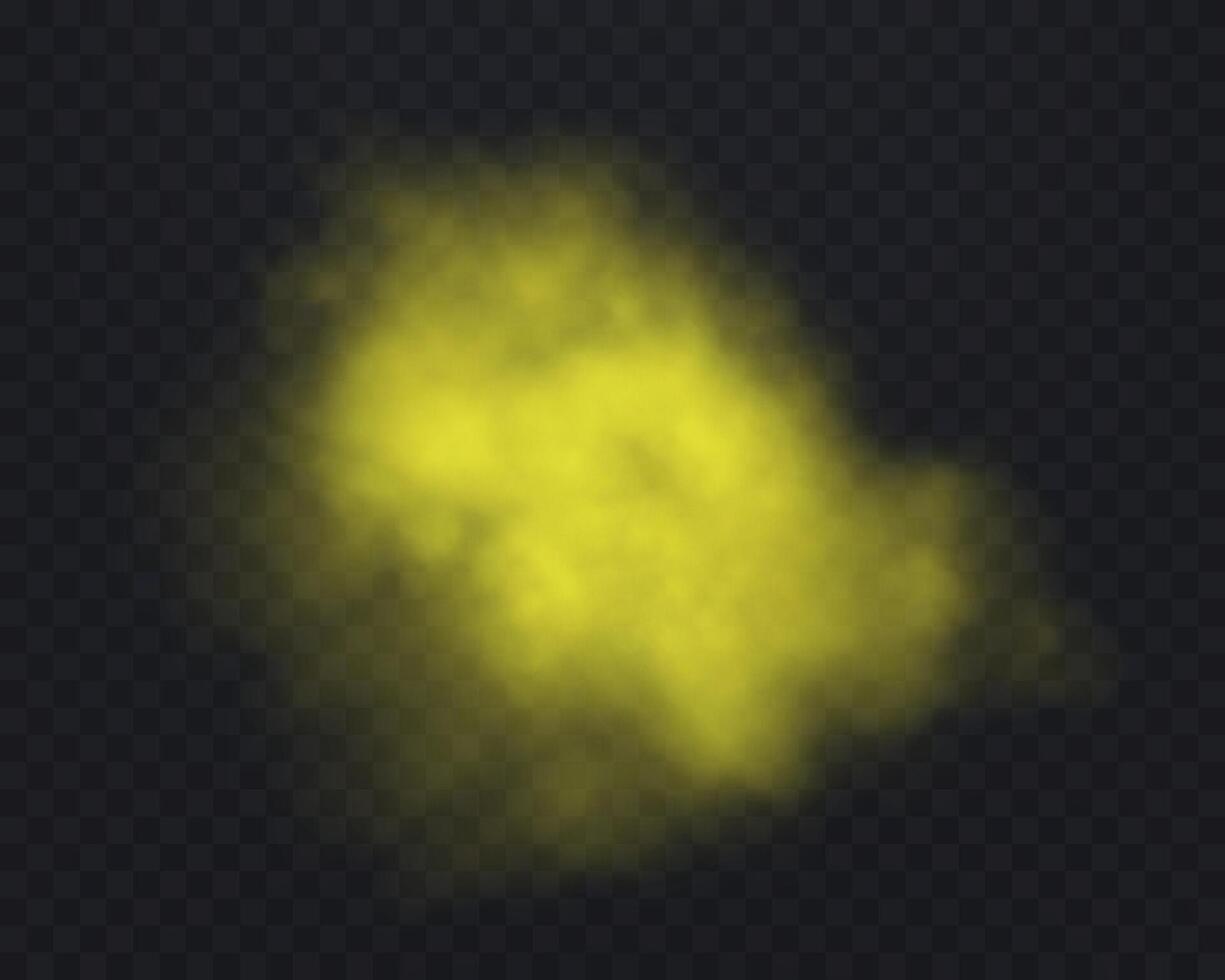 Realistic yellow smoke or haze. Magic fog, vapor. vector