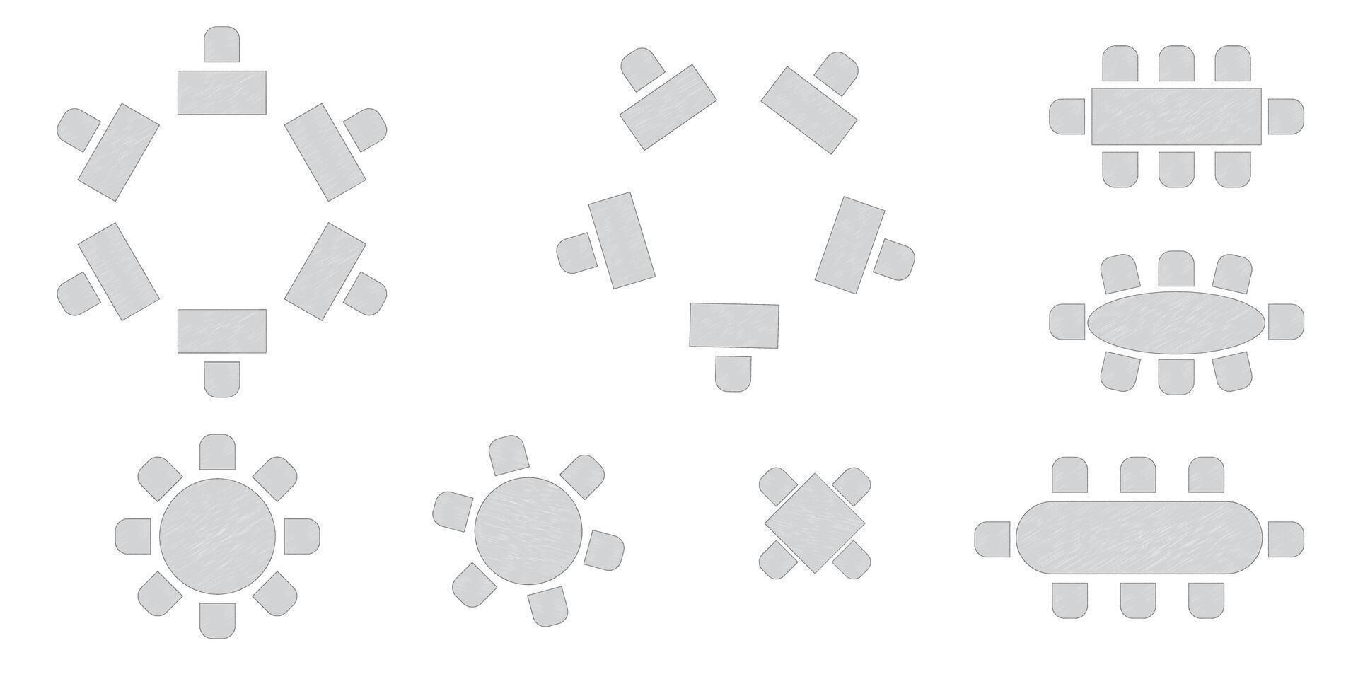 Wedding seating plan element. Conference banquet seminar classroom interior, conference hall and seminar room interior design. top view of arrangement of banquet furniture seats illustration vector