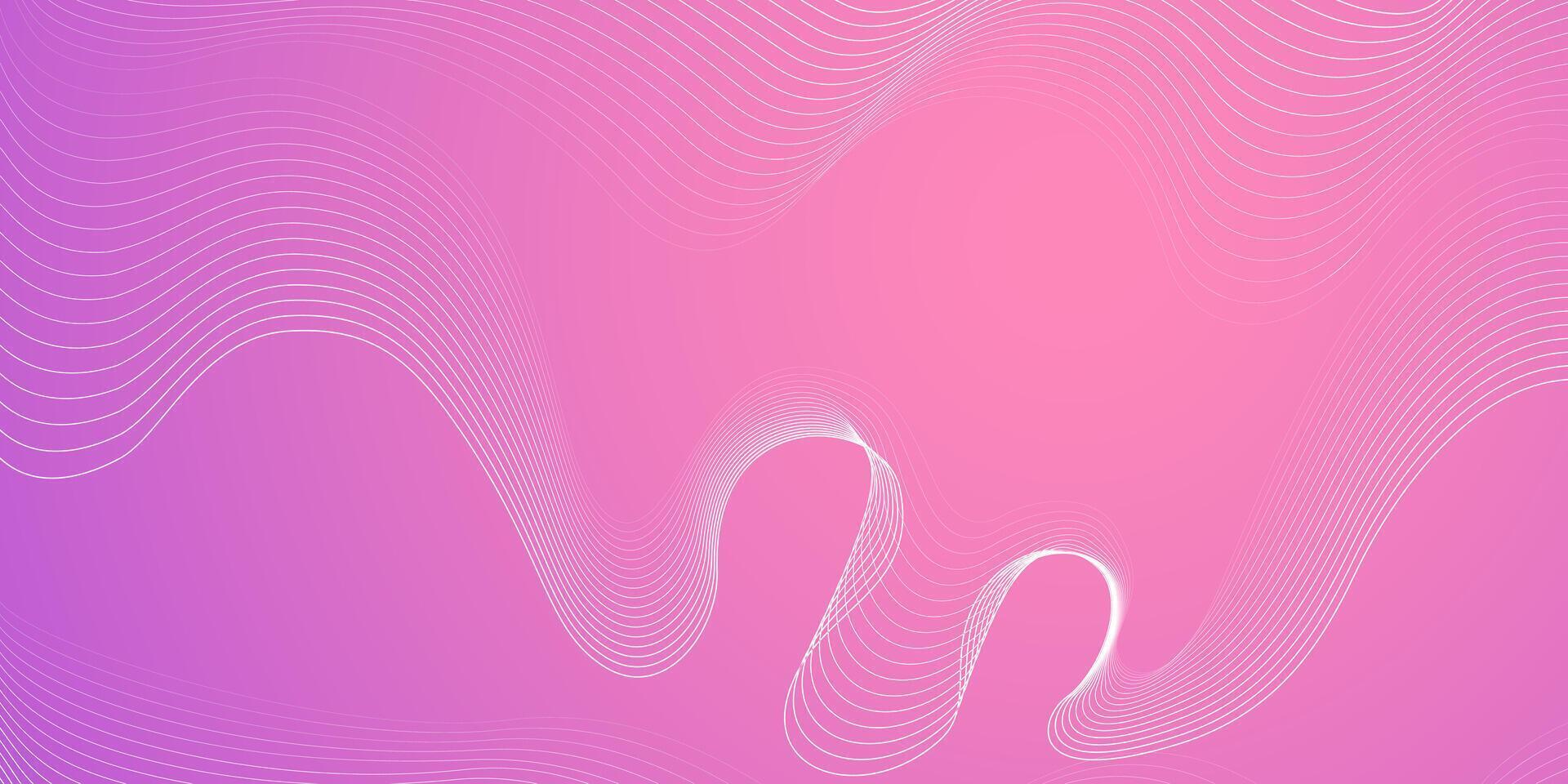 Abstract background. White wavy technology lines on a pink background. Flowing lines pattern. Futuristic background template for banner, landing, website, poster, cover, and brochure. EPS10. vector