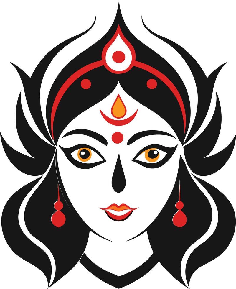 The face of a woman with red eyes and black hair vector