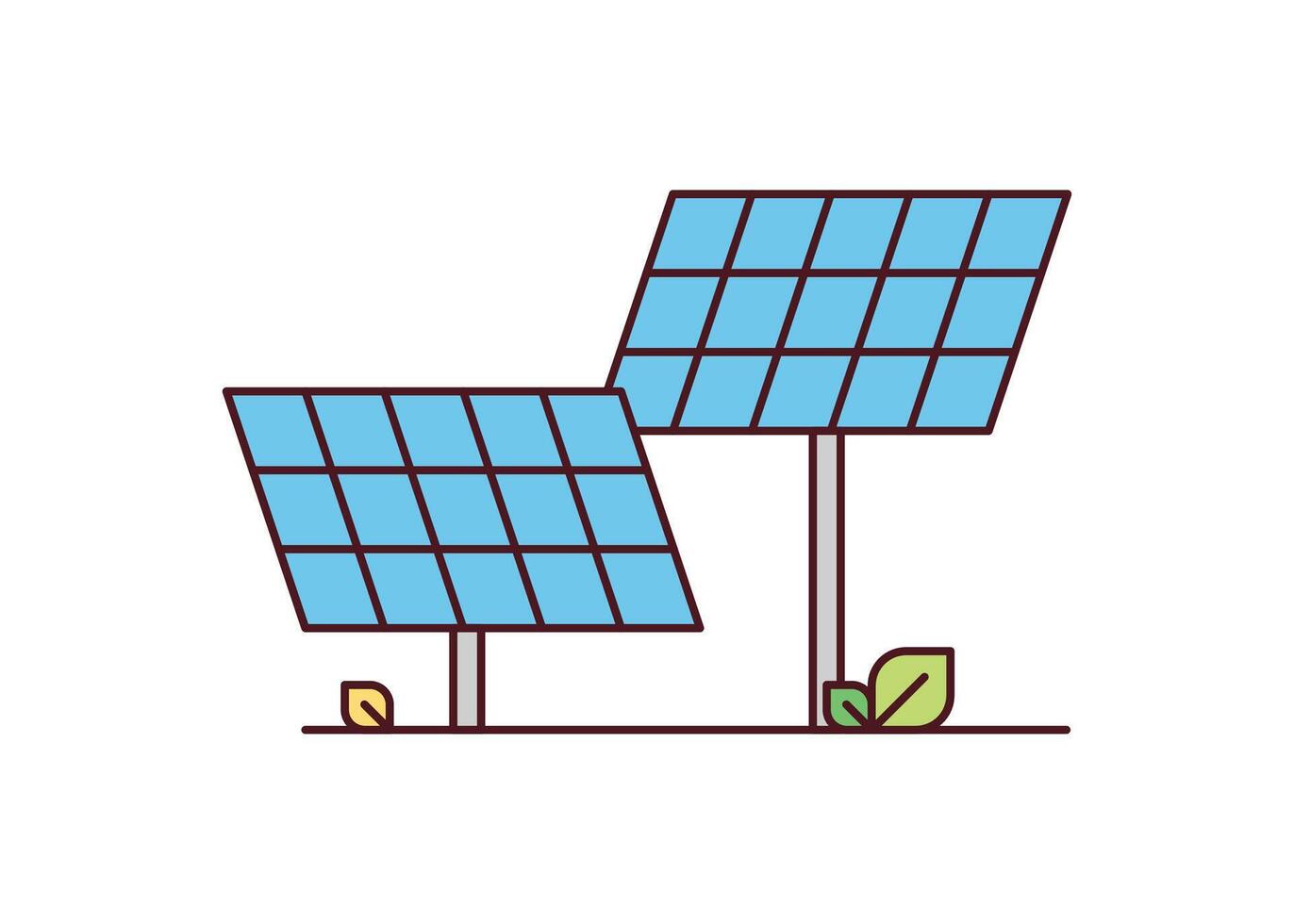 Solar panels, photovoltaic module power station, alternative energy, facility green energy production, renewable energy technology, save the environment, electricity consumption illustration. vector