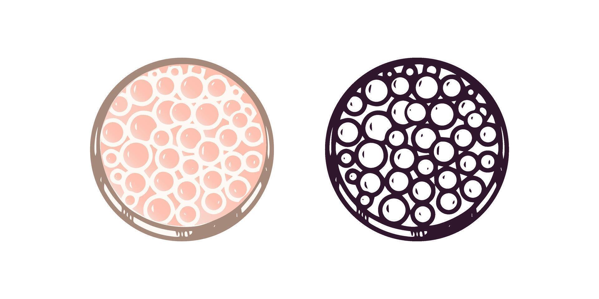 Doodle flat style blush in balls, beauty cosmetic element, self care. Illustration for beauty salon, cosmetic store, makeup design. Doodle sketch style. vector