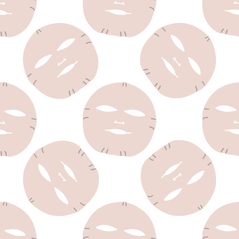 Seamless pattern of flat style face mask. Beauty cosmetic element, self care. Sketch style. vector