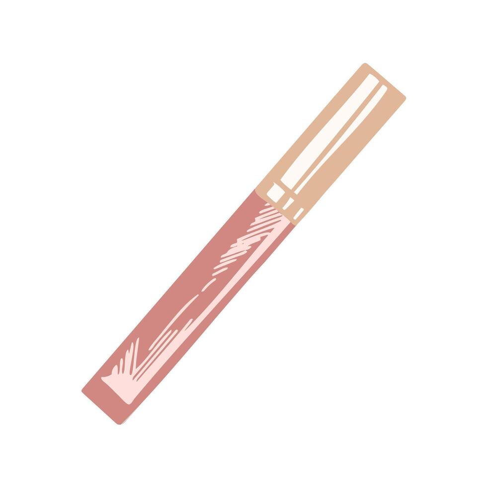 Flat style lip gloss, liquid lipstick or liquid eye shadow, beauty cosmetic element, self care. Illustration for beauty salon, cosmetic store, makeup design. Doodle sketch style. vector