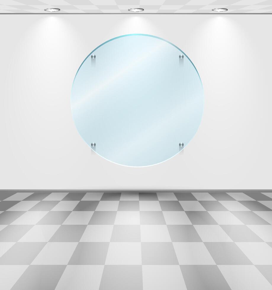 Room with round glass placeholder vector