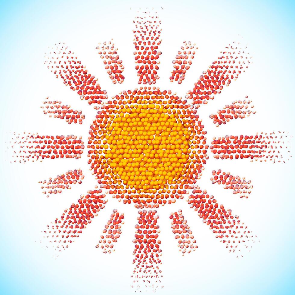 Sun made of scattered balls vector
