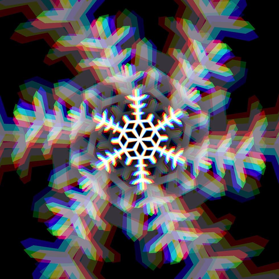 Christmas snowflake sign with aberrations vector