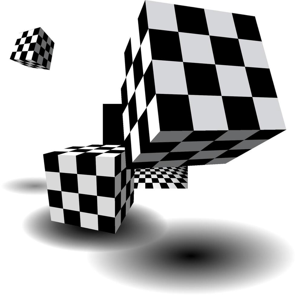 Room with checkered cubes vector