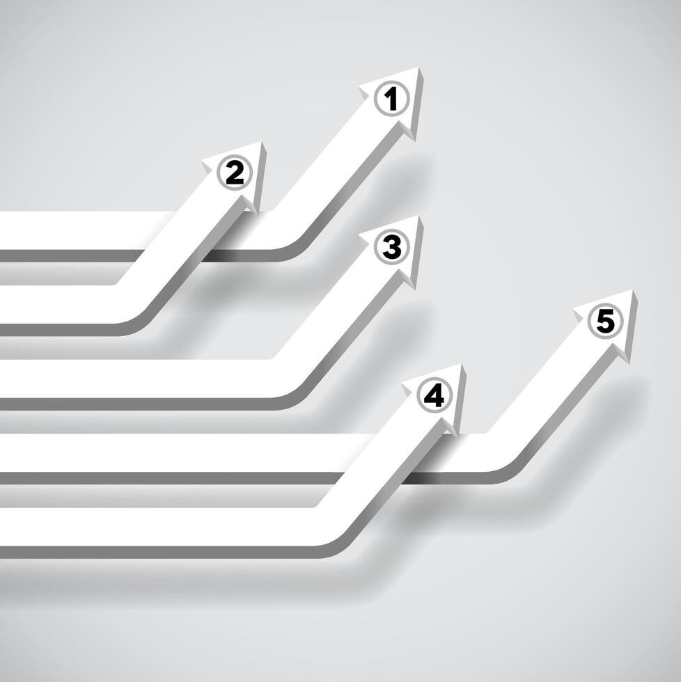 Intersecting white numbered graph arrows rising up vector