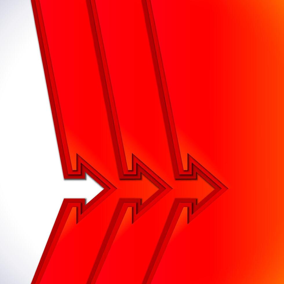 Colorful arrows with red cut paper layers vector