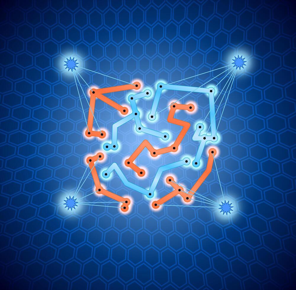 Abstract connectors on the blue hive vector