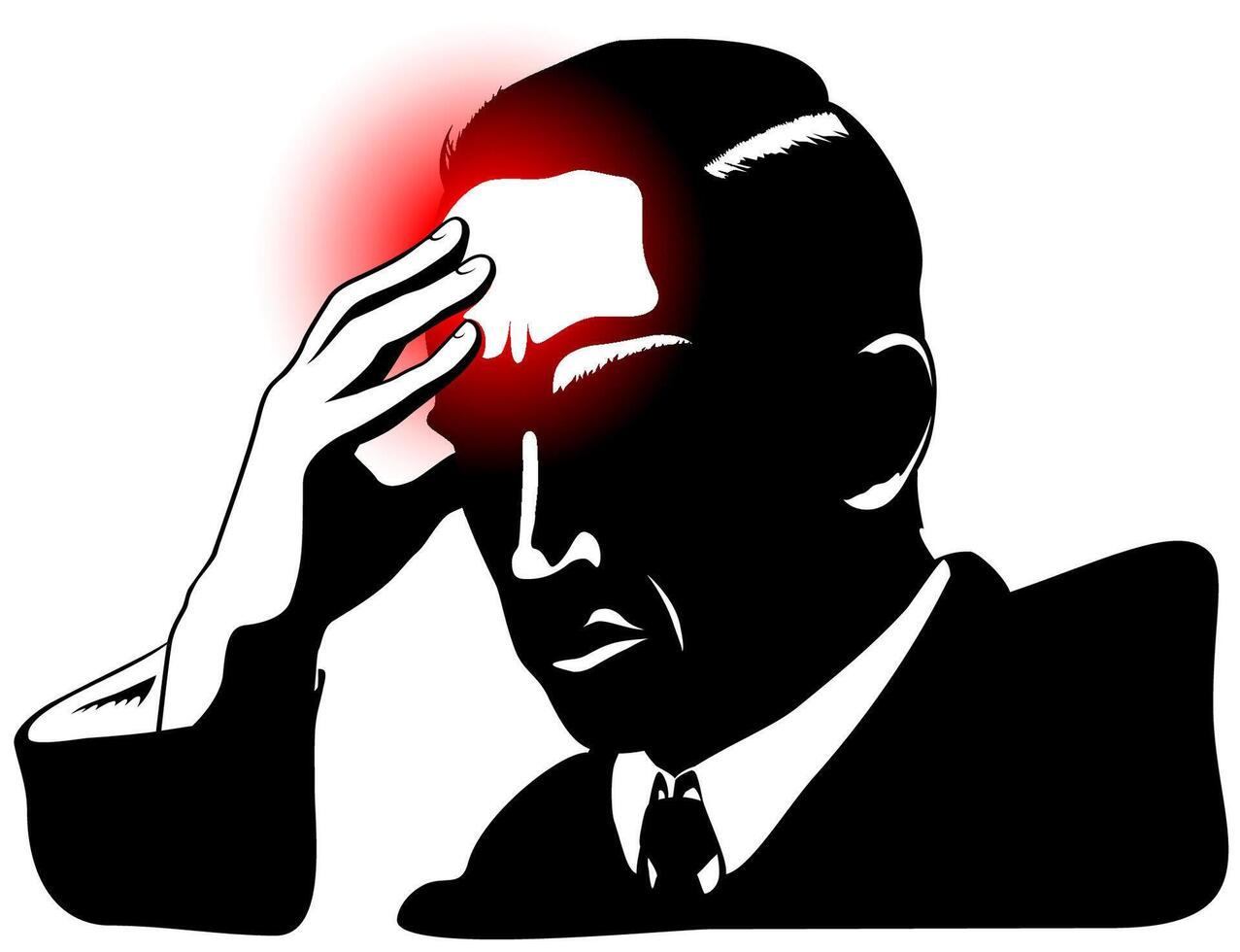 Silhouette of man with headache vector