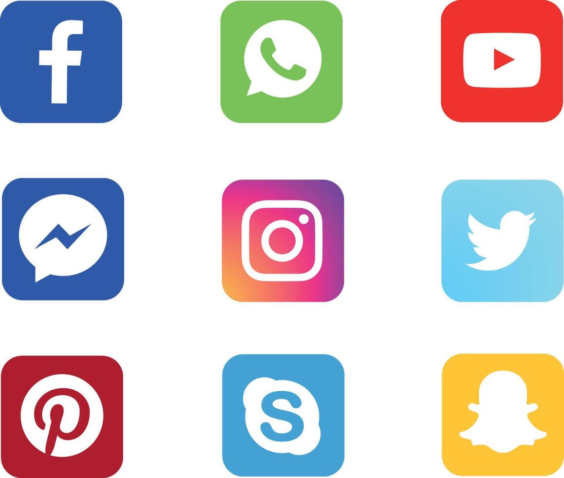 a collection of social media icons including Facebook vector